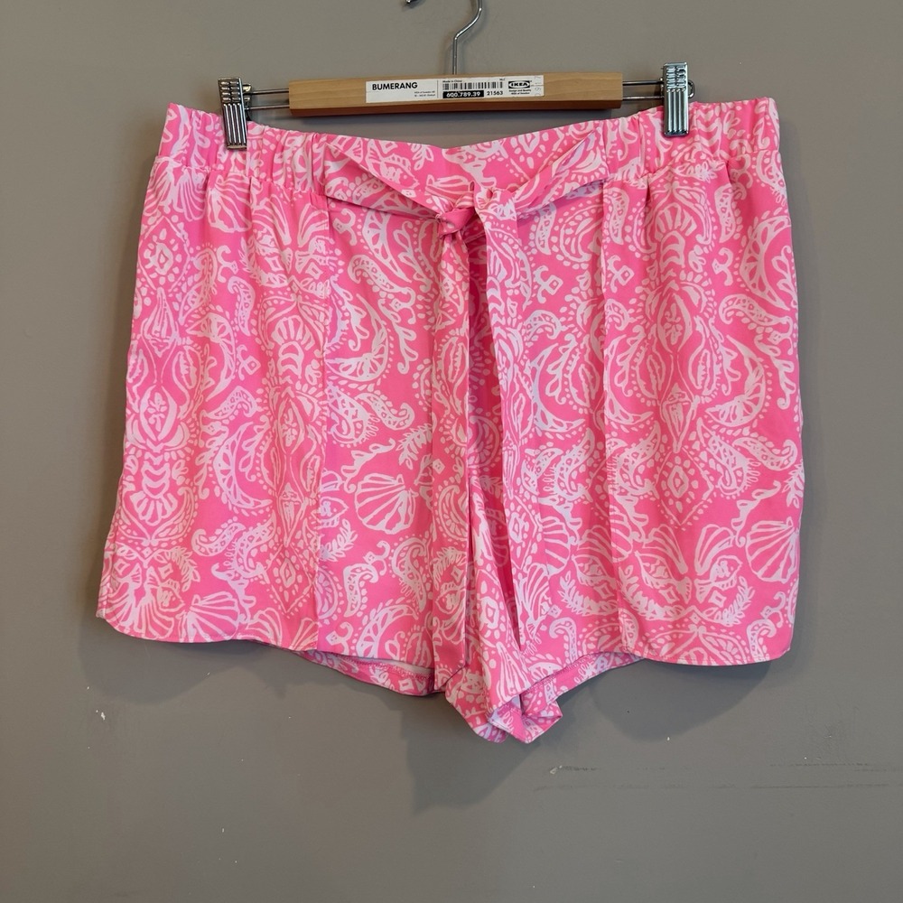 Lilly Pulitzer Mylee Tie-Front Shorts Size 14 Havana Pink NWT